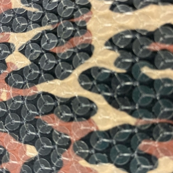 Betsey Johnson Animal Print Sequin Make Up Cosmetic Wristlet Bag rounded bottom. - Picture 7 of 10